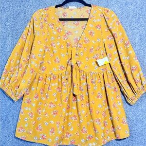 Entro Mustard Floral Top